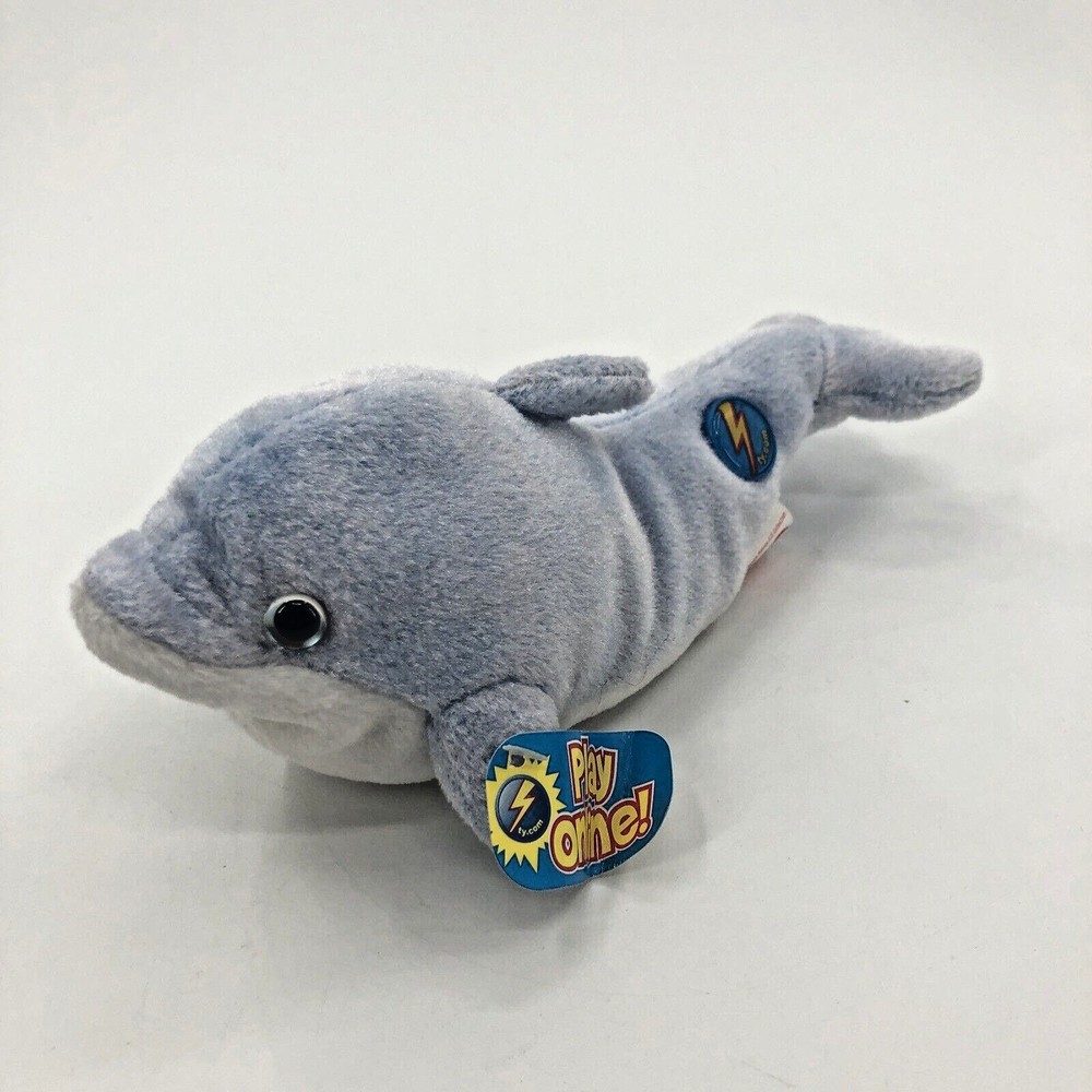 Ty Beanie Babies 2.0 Clipper Dolphin Porpoise Plush Stuffed Animal 9" Tags 2008